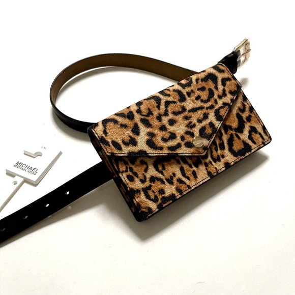 Michael Kors Leopard Print Belt Bag Fanny Pack Saffiano Leather L XL NWT main image 4